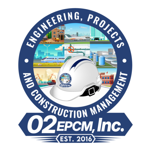 Engineering and construction company logo with hardhat